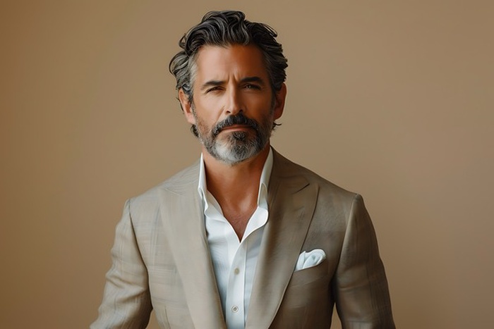 Retrato de sugar daddy elegante con traje, imagen premium para sugar dating