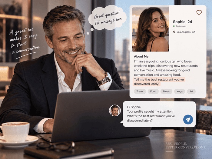 A great bio makes it easy to start a conversation.