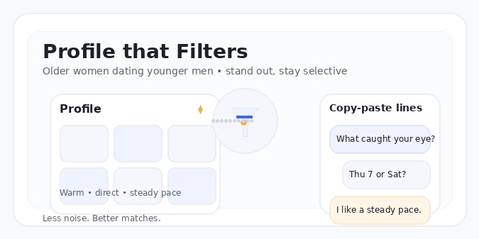 Profile tips for older women dating younger men